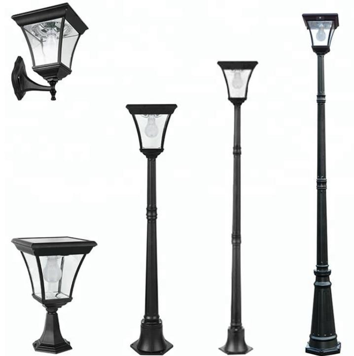 Outdoor Vintique Retro Decoration solar led street lighting post for garden