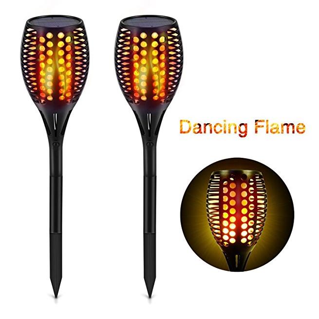 solar path touch lights 96 led dancing flame lighting flickering tiki torch waterproof