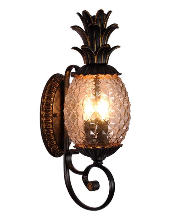Black Outdoor pineapple Wall Mount Outdoor Light Fixture For Home Decor