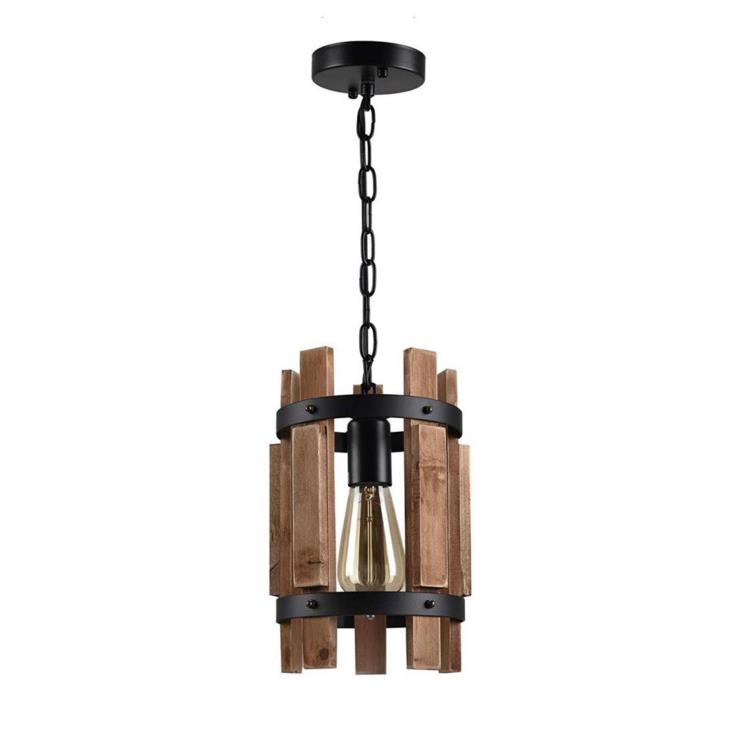 Small chandelier, retro industrial style wooden Chandelier