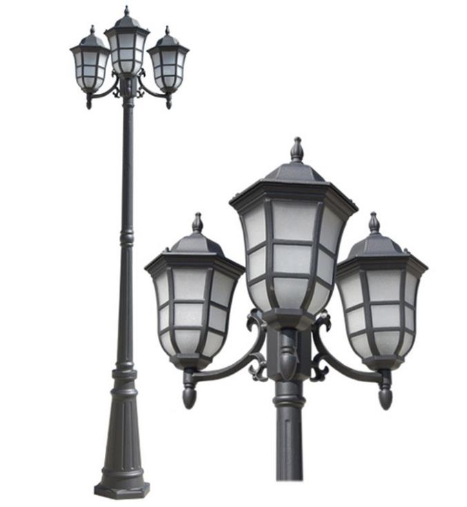 Classical garden lamp pole with outdoor decoration