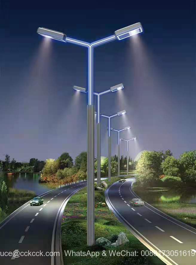 Lámpara LED de poste alto integrada con energía solar