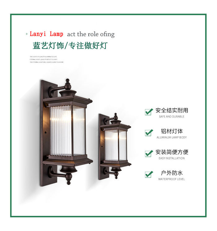 Il cortile cinese ha condotto la lampada da parete impermeabile all-aperto della villa del balcone del giardino della terrazza esterna della porta anteriore della colonna della parete lunga appesa