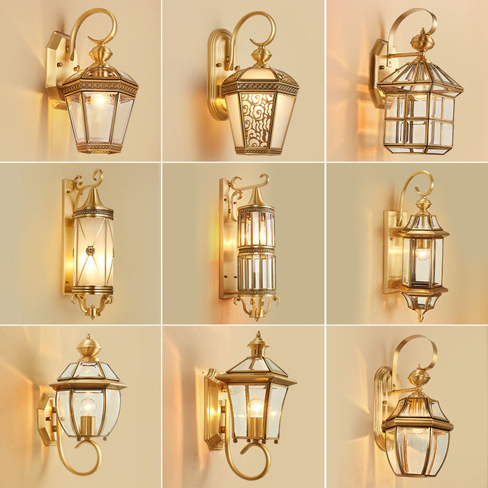 Minden réz fali lámpa Európai stílusú kültéri vízálló fali lámpa éjjeli fali lámpa villa udvari lámpa nap asztali lámpa folyosó lámpa