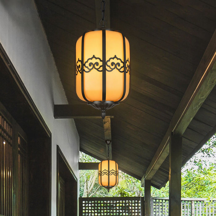 New Chinese style hall chandelier outdoor lamp waterproof landscape courtyard lamp Xiangyun lamp farm imitation marble villa Chandelier