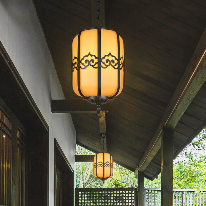 Neue chinesische Stil Halle Kronleuchter Außenlampe wasserdichte Landschaft Innenhof Lampe Xiangyun Lampe Bauernhof Imitation Marmor Villa Kronleuchter