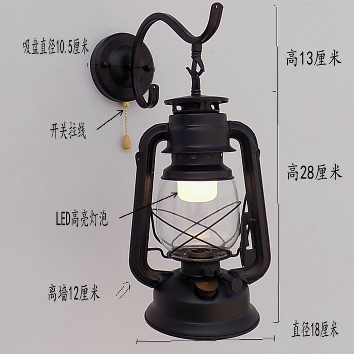 Europeo style retro glass wall lamp nostalgic horse lamp kerosene lamp water proof engineering corridor bar balcony lamp