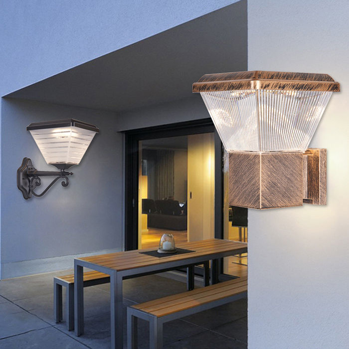 Retro outdoor square solar wall lamp LED outdoor wall lamp villa courtyard exterior wall stair balcony aisle lamp