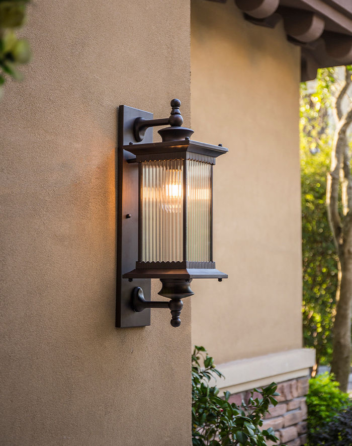Lámpara de pared exterior retro solar de doble uso lámpara de patio de estilo chino impermeable jardín exterior Villa pared de pared