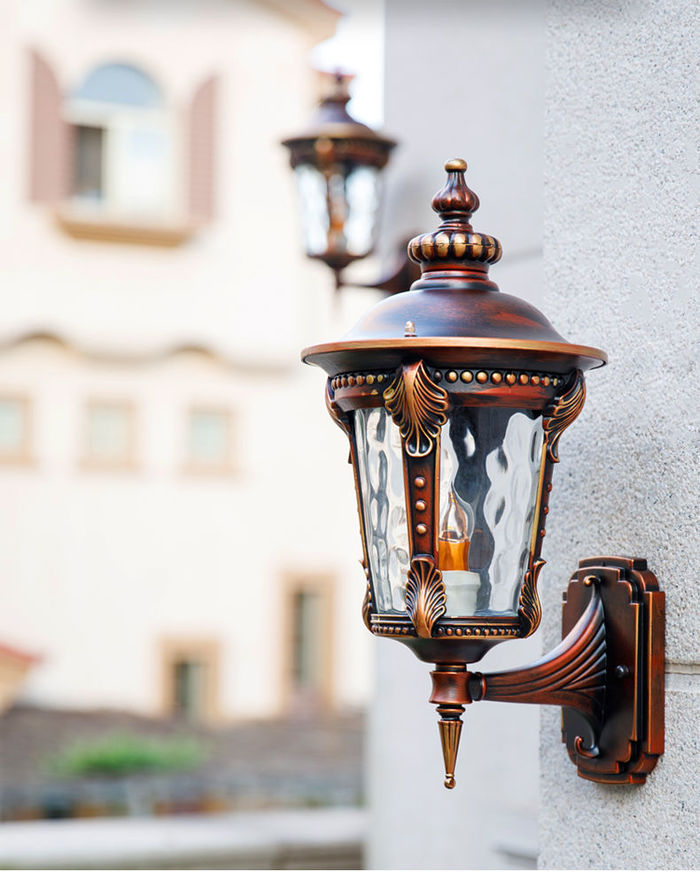 Outdoor Wandlampe wasserdichte Wand hängende Europäische Tor Hof Lampe Garten Villa Außenwandlampe Solar Wandlampe