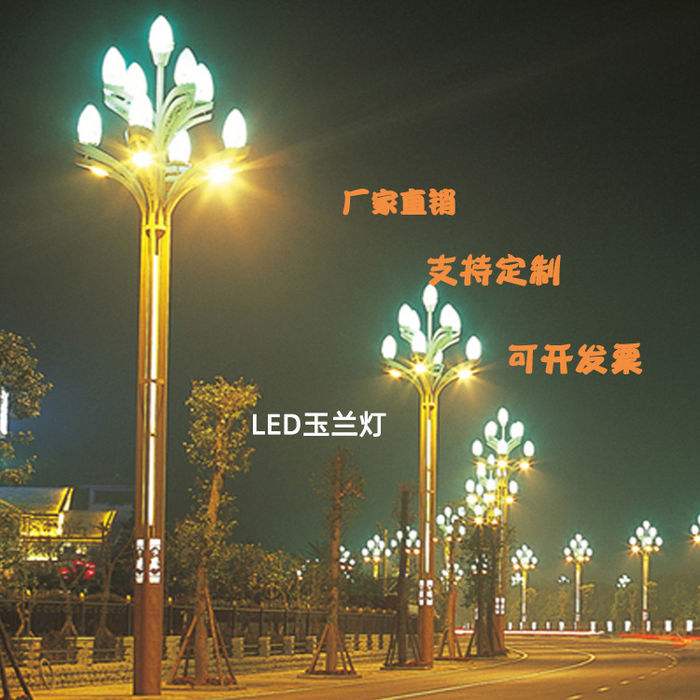 Zhongshan anpassade 10m12m LED utomhus landskapslampa åttakantig nio eld Magnolia lampa hög pol lampa kommunal gatulampa