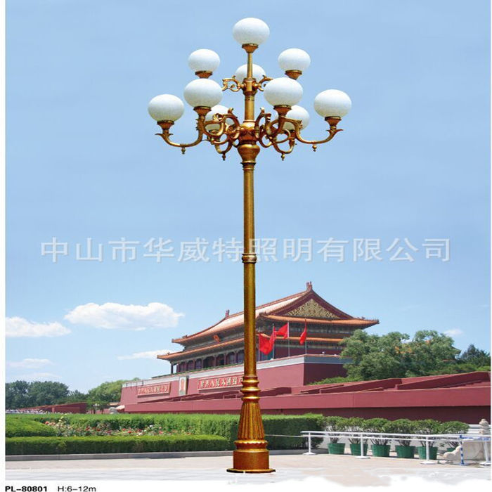 Tänavalambi tehases kohandatud led Hiina lamp mitme peaga Hiina maastiku lamp ruuduline maaliline koht väljas Euroopa alumiiniumist sisehoovi tänavalamp