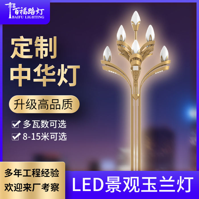 Wholesale large LED Magnolia lamp outdoor square municipal engineering road landscape lamp octagonal nine fire Magnolia lamp