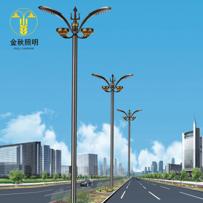 10m double arm street lamp wholesale custom hot dip galvanized 6m 8m 12m road lamp pole 100wled City circuit lamp