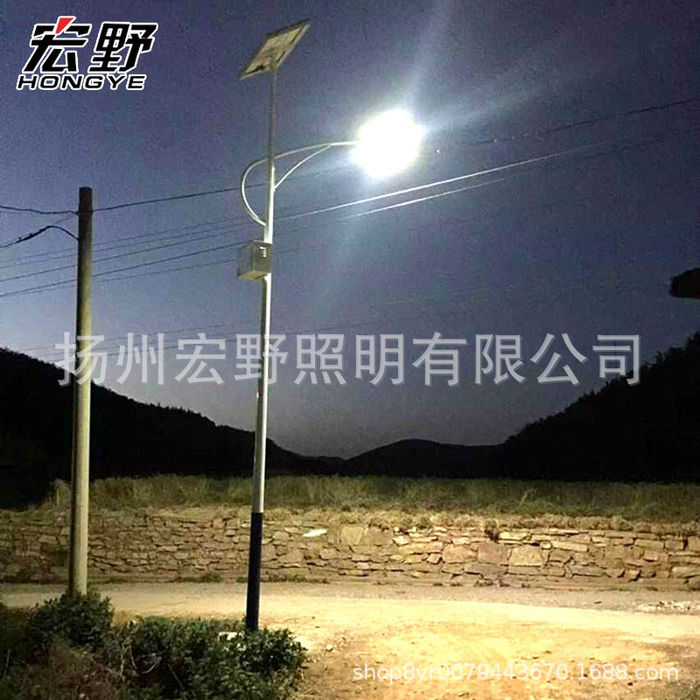 Hongye supplies solar street lamps, rural outdoor lighting LED street lamps, 6m municipal works, single arm street lamps