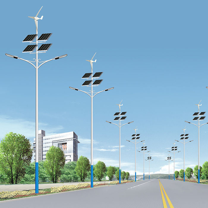Projekt přizpůsobený 6m 8m solární pouliční lampa LED větrný doplňkový solární pouliční lampa větrná doplňková výroba energie