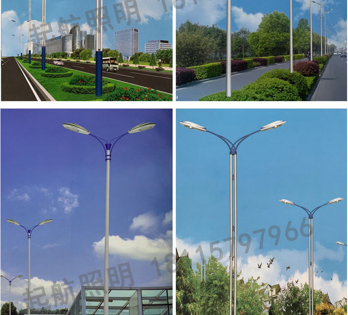 Led double head street lamp 220V outside street lamp in new rural community 34 5 6m A shaped conch arm high pole lamp