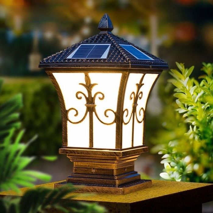 O fabricante fornece diretamente lâmpada de cabeça de coluna solar, lâmpada de parede de pátio ao ar livre, iluminação LED, lâmpada de cabeça de coluna de portão de villa de jardim