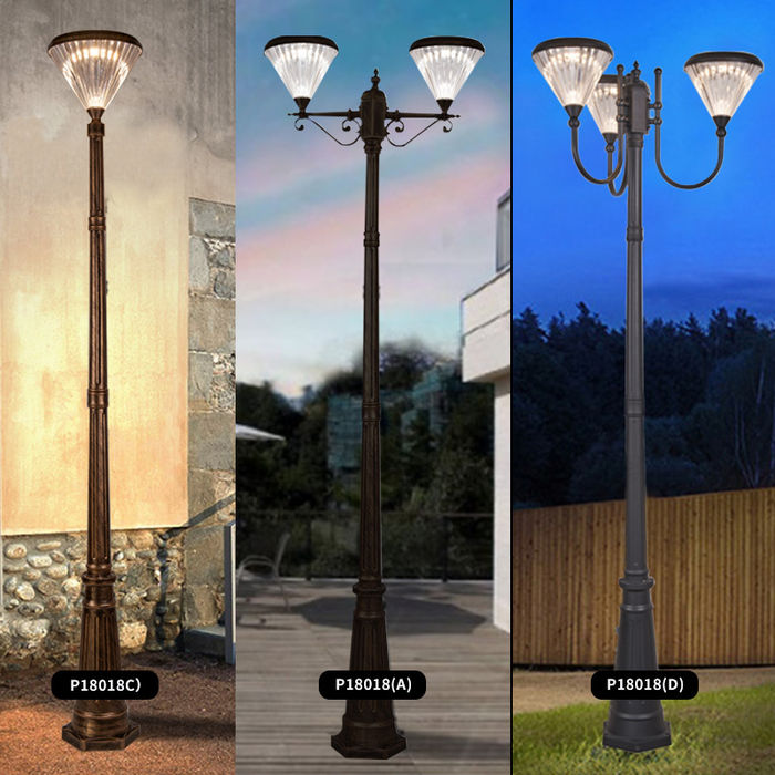 Solar courtyard lamp LED lighting street lamp rural town square outdoor European wiring free aluminum waterproof street lamp