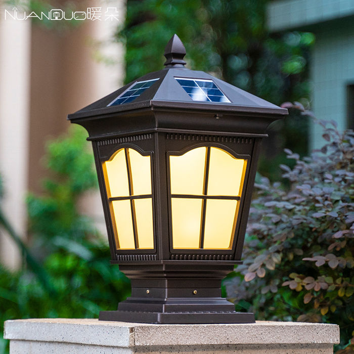 Solar column head lamp enclosure lamp gate courtyard garden villa simple waterproof outdoor door post lamp household