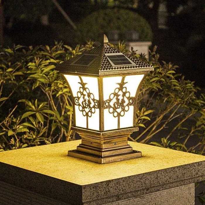 Solarna kolumna lampa zaključana lampa pred vrata, kućna lampa koja je nepotrebna vodootporana ispred vrta vila