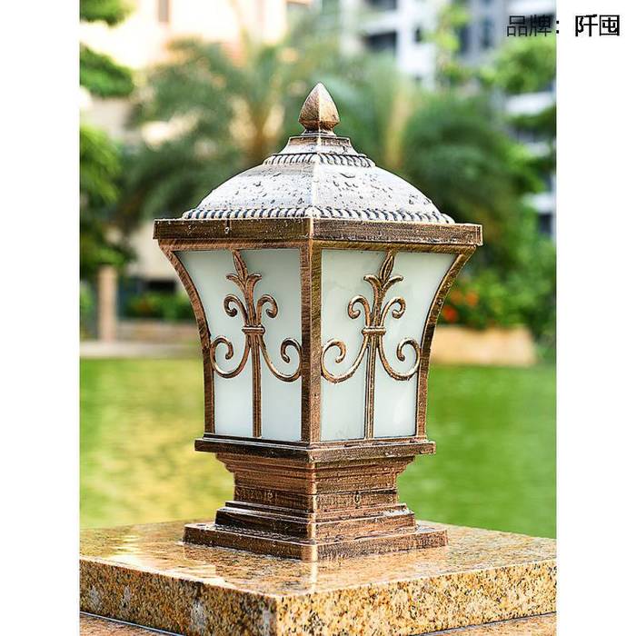 Solar column head lamp courtyard wall lamp large opening column outdoor waterproof villa pier household super bright power connection