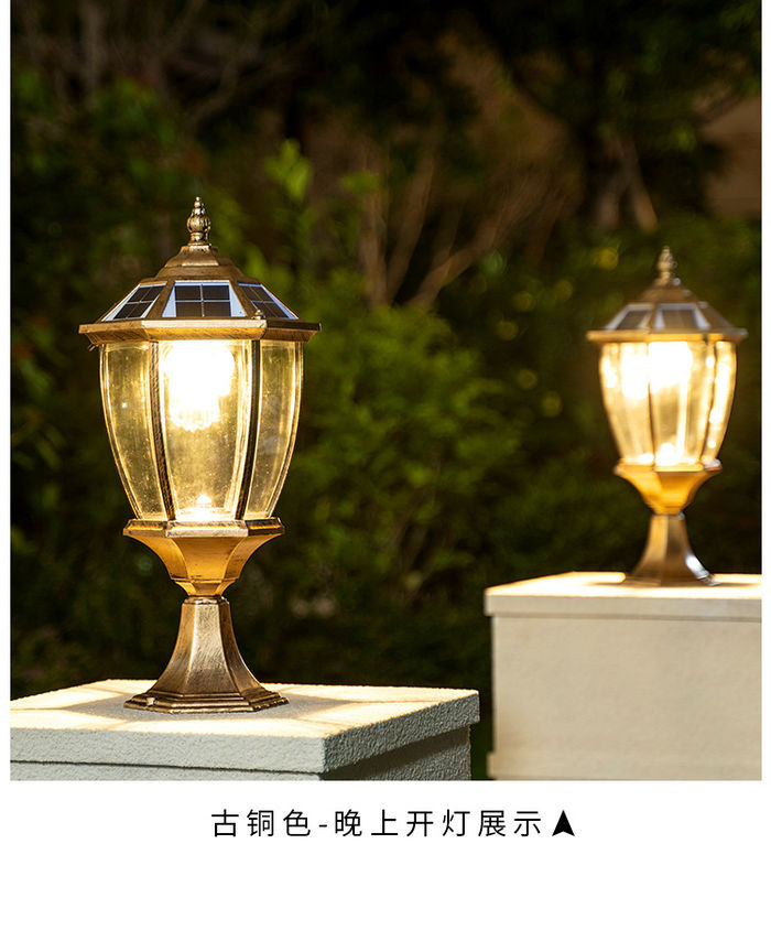 Solar column head lamp outdoor yard lamp Garden Villa wall lamp LED gate column ceiling lamp waterproof wall lamp
