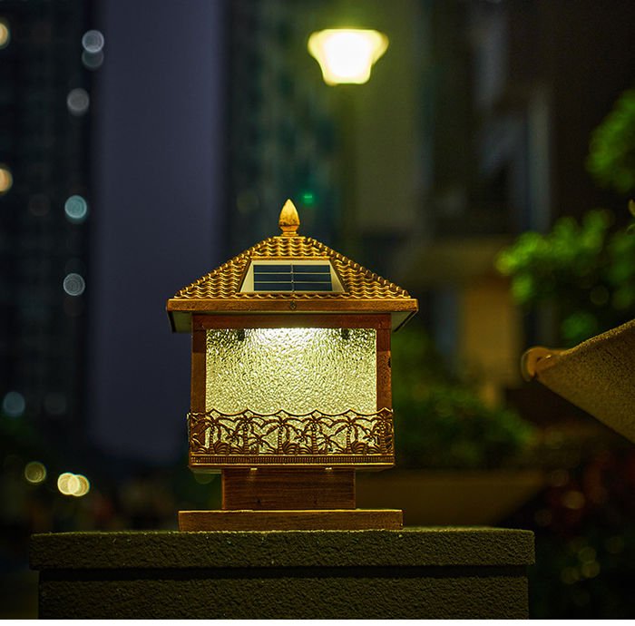 Glavna lampa u stilu solarnog kokosa, kineska jednostavna pejzaška napolju korisna ograda vile, poštanska lampa
