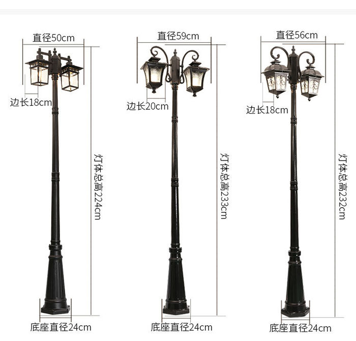 Courtyard lamp outside water proof community street lamp household led garden villa landscape lamp European double headed 3M high pole lamp