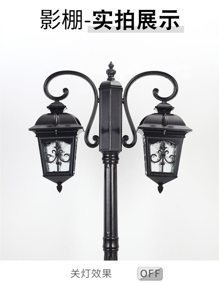 Външна 3Европейски стил ретро светодиодна градинска пейзажна лампа Общността Градина Парк Пътно осветление двуглава вътрешна лампа