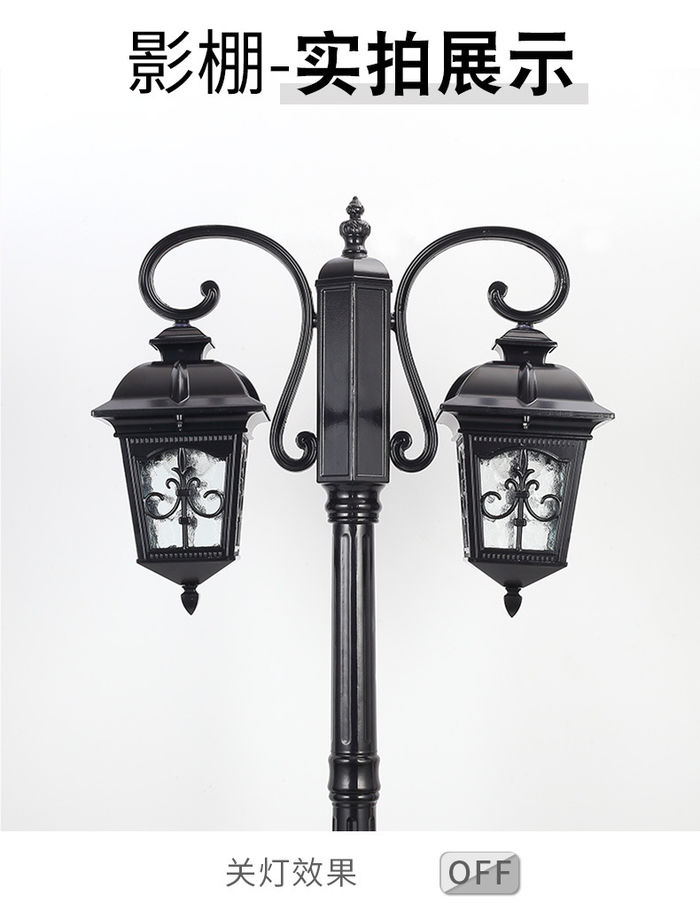 Lampa tal-pajsaġġ tal-ġonna b’stil Ewropew retro-mexxej fuq barra 3M Community Garden Park Road Lighting double headed courtyard lamp