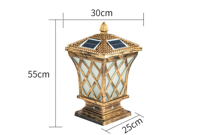 New solar column head lamp outdoor retro villa landscape lamp waterproof courtyard wall lamp solar courtyard lamp