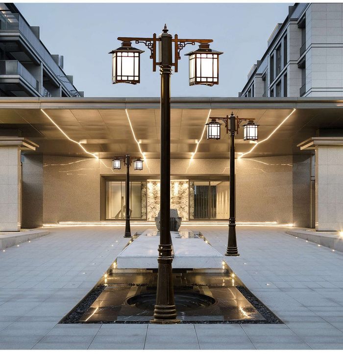 Lampu lapangan halaman tinggi kekuatan antik halaman luar 3M lampu tiang tinggi dari villa rumah desa Cina baru