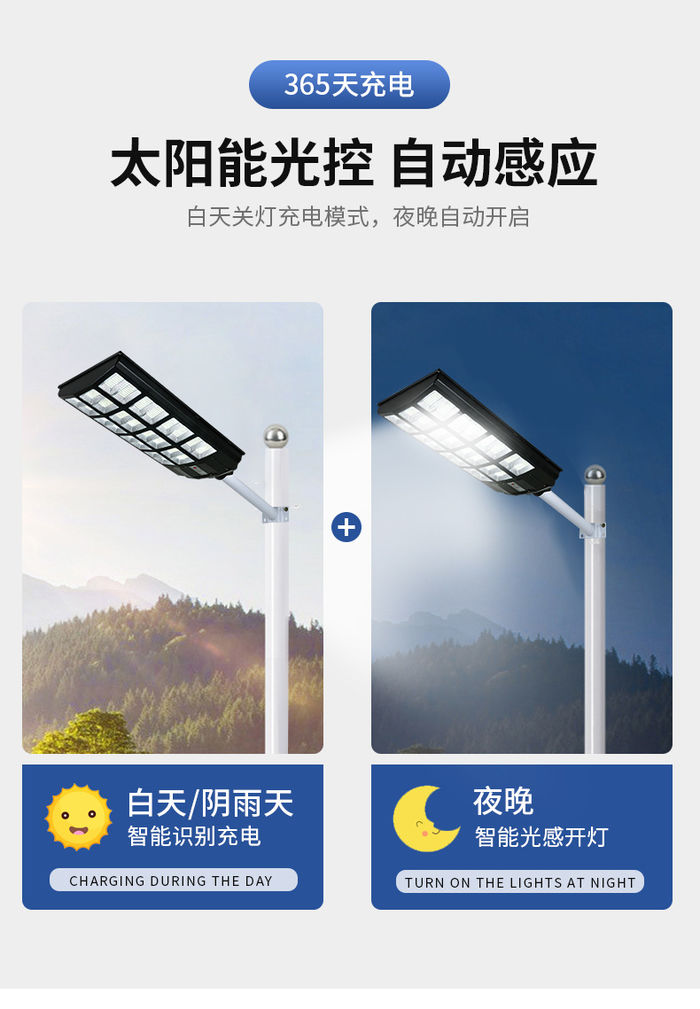 Integrated solar street lamp 1600W household human body induction outdoor lamp new rural lighting solar street lamp