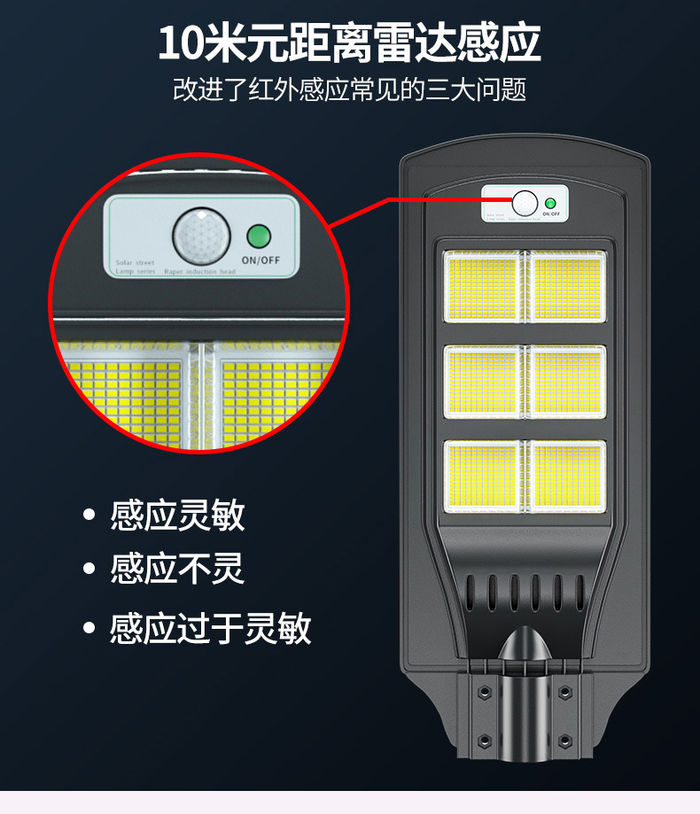 Luz solar al aire libre patio súper brillante, impermeable y de alta potencia iluminación doméstica nueva iluminación rural LED farola de inducción humana