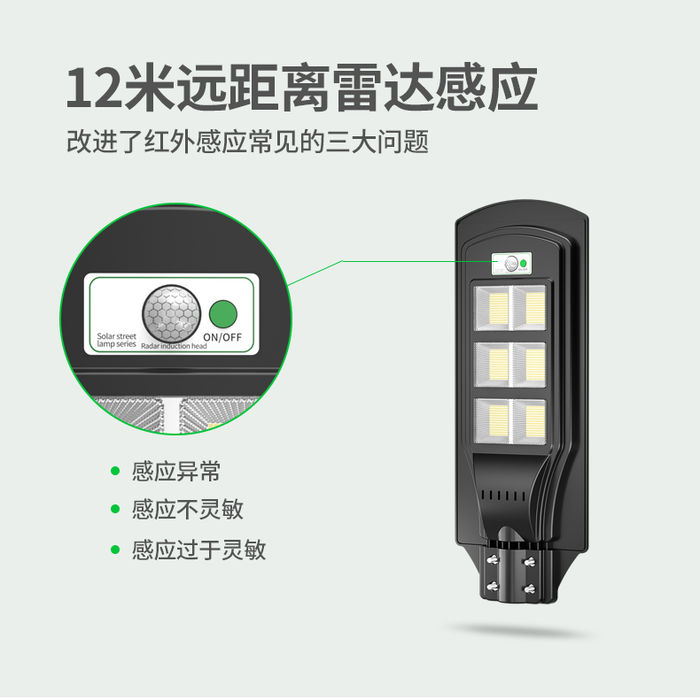 โคมไฟกลางแจ้งพลังงานแสงอาทิตย์ลานกันน้ำบ้านใหม่ชนบทพลังงานสูงไฟ LED มนุษย์เหนี่ยวนำโคมไฟถนน