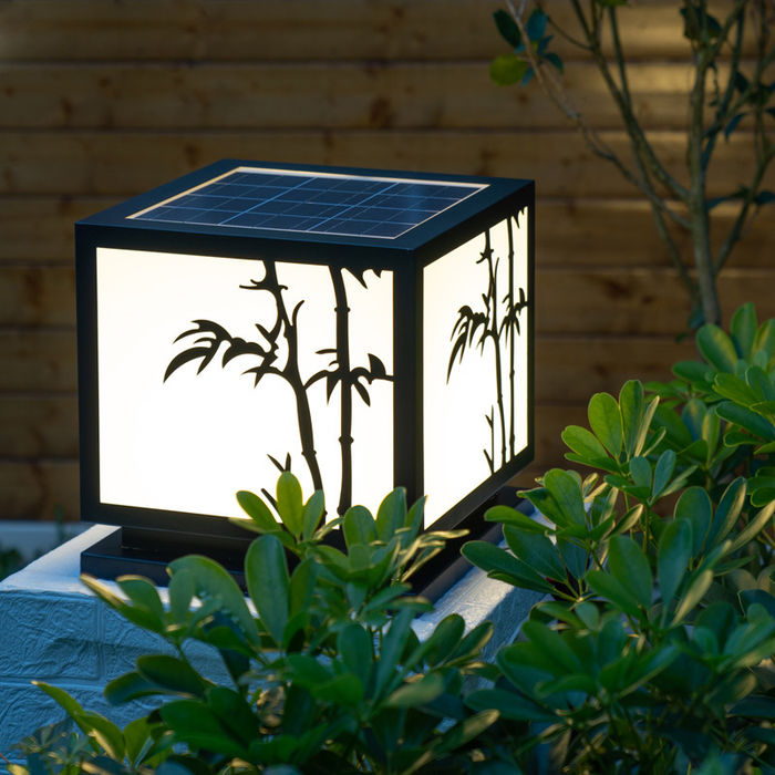 Spot LED solar column head lamp outside water-proof square column wall lamp outside community courtyard engineering lamp