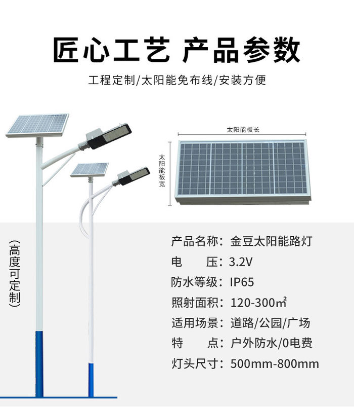 The new JinDou LED solar street lamp project is an automatic induction low-voltage bright outdoor solar street lamp