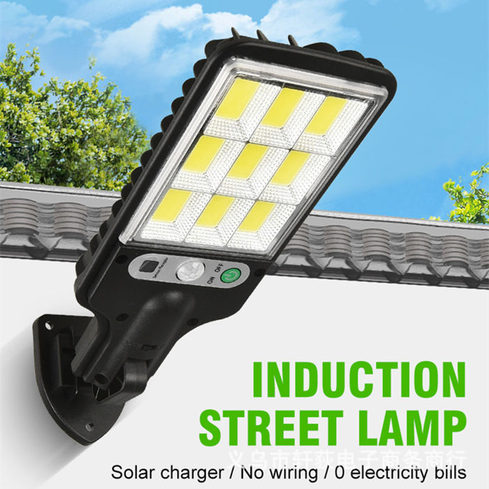 Outdoor waterproof solar street lamp human body induction wall lamp cob courtyard lamp garden garage landscape lamp with remote control