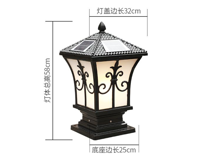 European style solar column head lamp outdoor wall lamp gate column lamp outdoor waterproof villa garden courtyard lamp