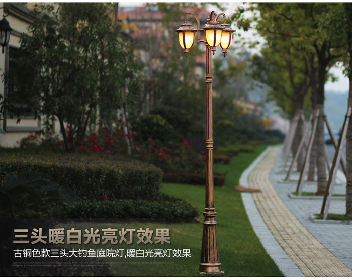 Európai stílusú udvari lámpa gyeplámpa alumínium kültéri táj lámpa Park Villa Közösség kettős fejű 3M utcai lámpa magas pólusú lámpa