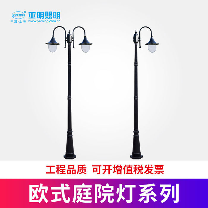 European courtyard lamp street lamp outdoor lamp 3M waterproof household double head high pole landscape lamp transformation community lawn lamp