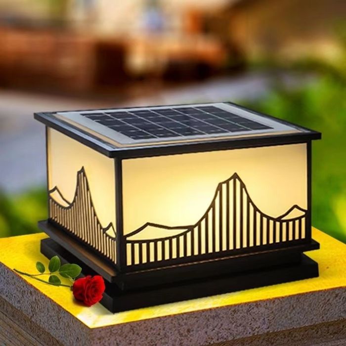 Modern Chinese solar column head lamp outside water-proof garden villa courtyard outside wall gate wall head lamp