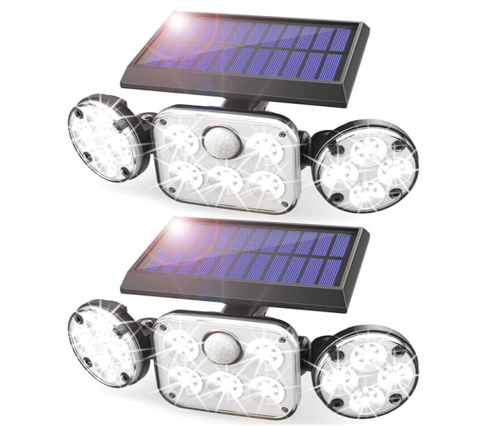LED solar wall lamp new wall lamp led three head rotatable outdoor waterproof personal induction courtyard street lamp