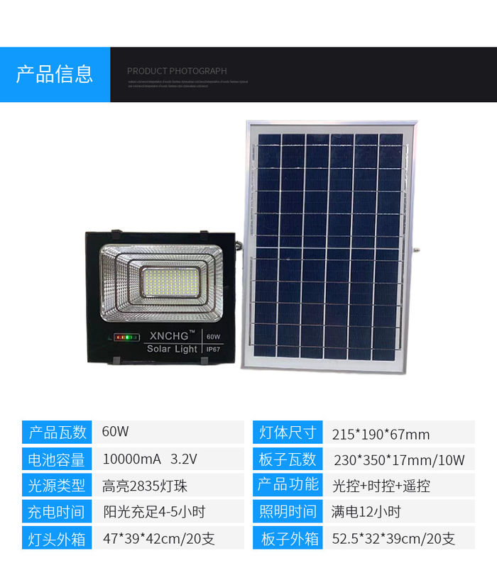 Lâmpada de projeção solar doméstica ao ar livre quadrado pátio lâmpada impermeável de alta potência LED lâmpada de rua solar