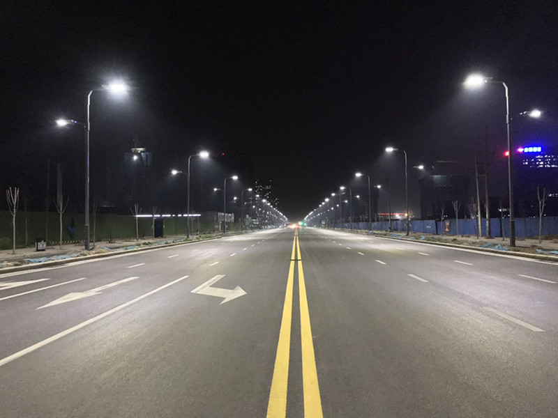 Street lamp of outdoor road reconstruction lighting project