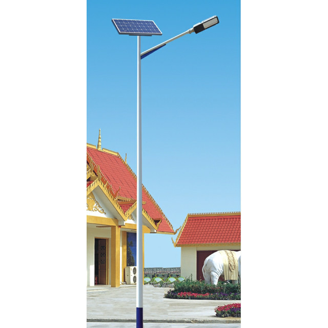 Single pole double cantilever road lamp