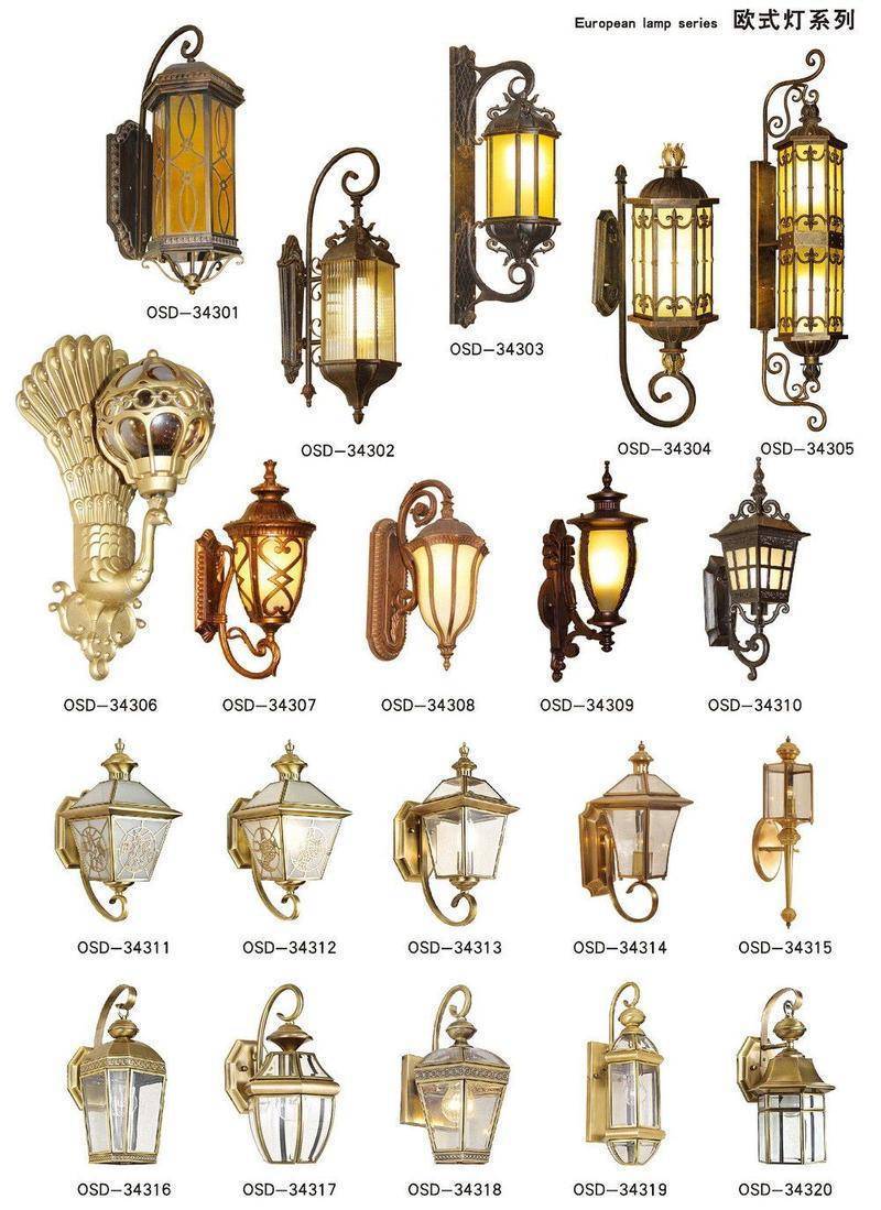 Outdoor waterproof European style retro garden villa landscape wall lamp