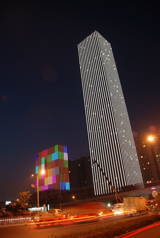 Het verlichtingsproject van de nachtscène van Yunda plein in Changsha, Hunan