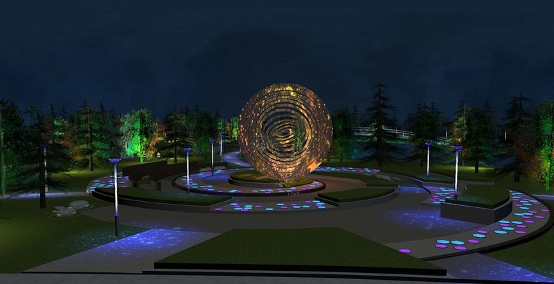 Gvinežū Pingtang starptautiskā radio astronomijas populārā zinātnes kultūras parka nakts scenas apgaismojuma projekts
